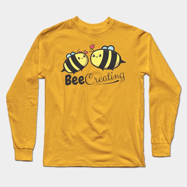 Cute Bee Design - Bee Creating Long Sleeve T-Shirt by StimpyStuff